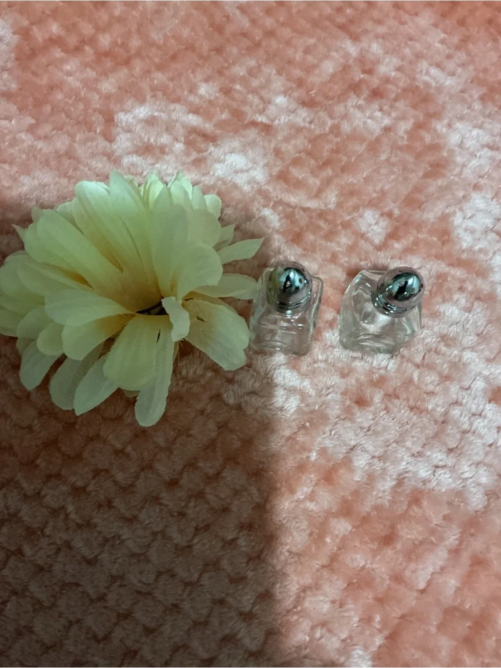 Vintage Pink and Cream Floral Salt and Pepper Shakers Set